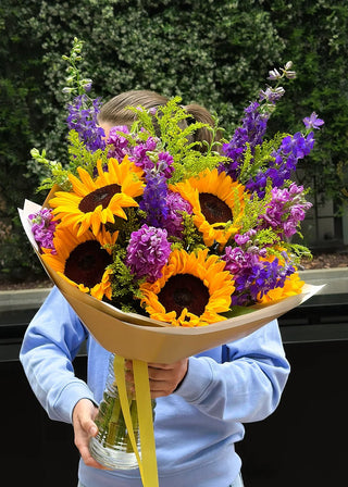 NO. 95. Sunflowes with Purple Flowers (sunflowers, irises, matthiolas)